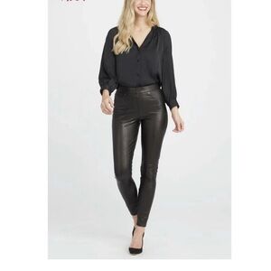 Spanx Faux Leather Pull-On Elastic High Rise Vegan Black